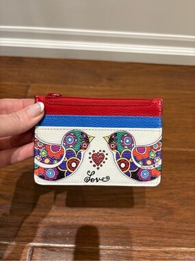 Brighton Red Blue White Floral Bird Card Wallet